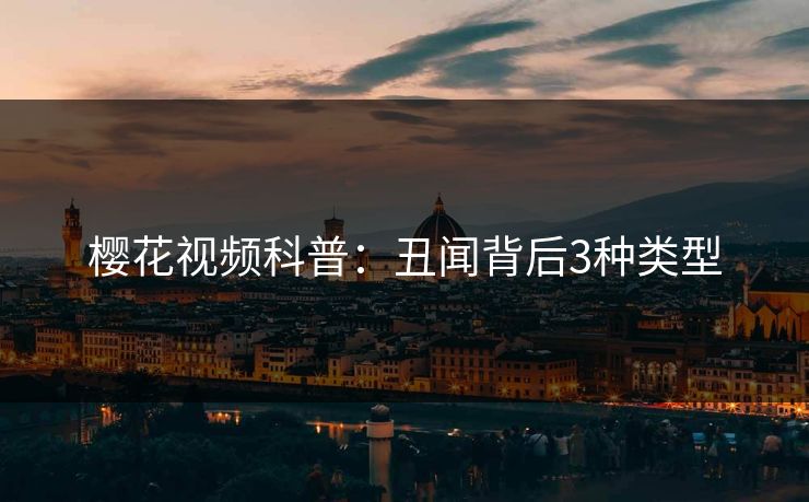 樱花视频科普：丑闻背后3种类型