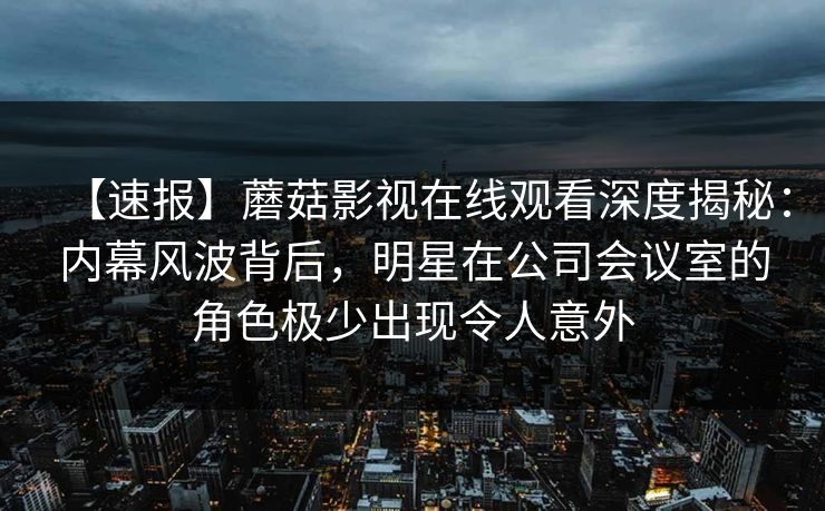 【速报】蘑菇影视在线观看深度揭秘：内幕风波背后，明星在公司会议室的角色极少出现令人意外