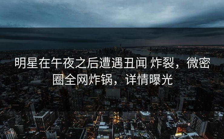 明星在午夜之后遭遇丑闻 炸裂，微密圈全网炸锅，详情曝光