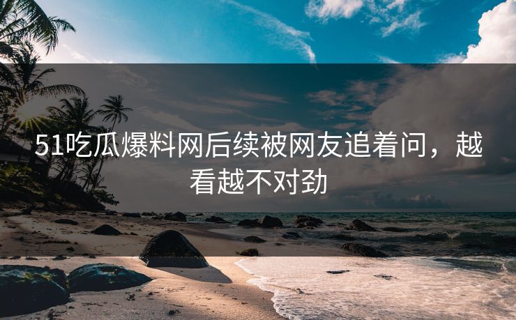 51吃瓜爆料网后续被网友追着问，越看越不对劲